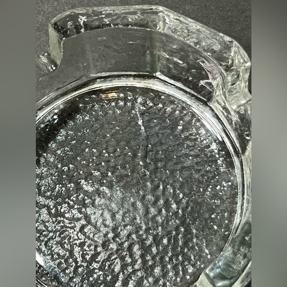 VTG BLENKO STYLE Clear Round Glass Ashtray Mid Century Modern MCM 3.75" 4-SLOT - Picture 4 of 8